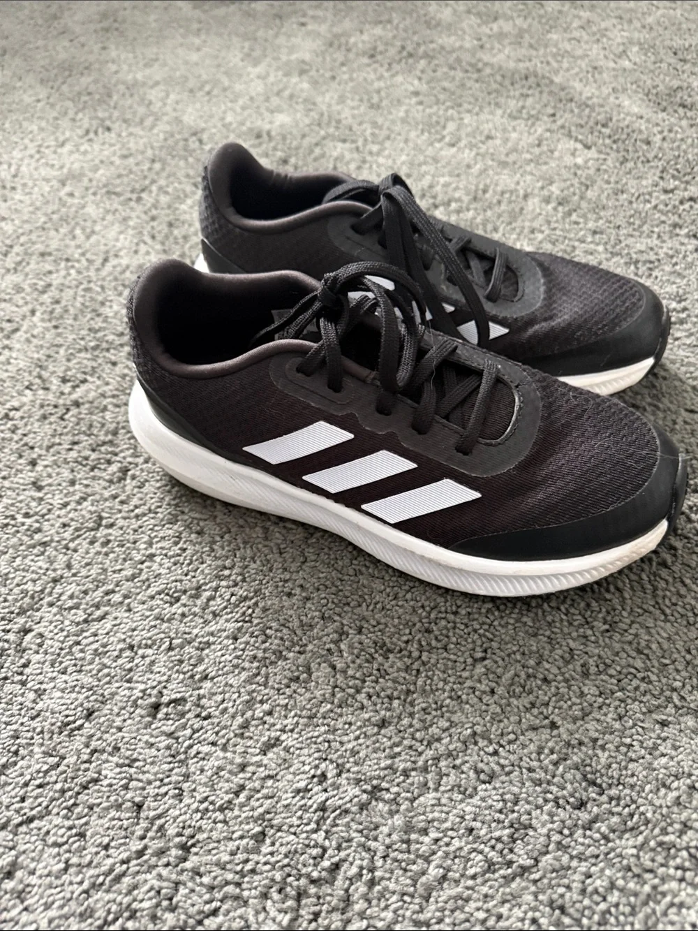 adidas youth kids Black and White Athletic Running Sneakers